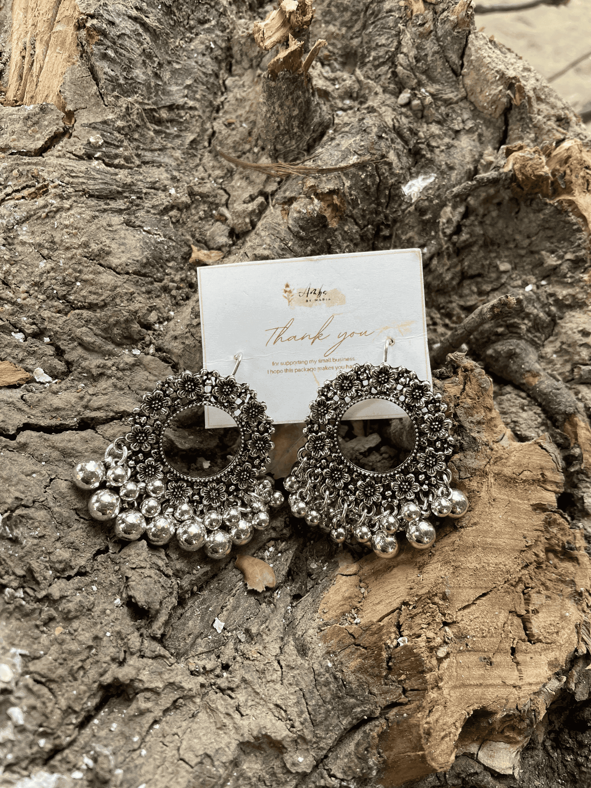Trendy earrings: Antique Silver Hoops at AmbsbyMaria